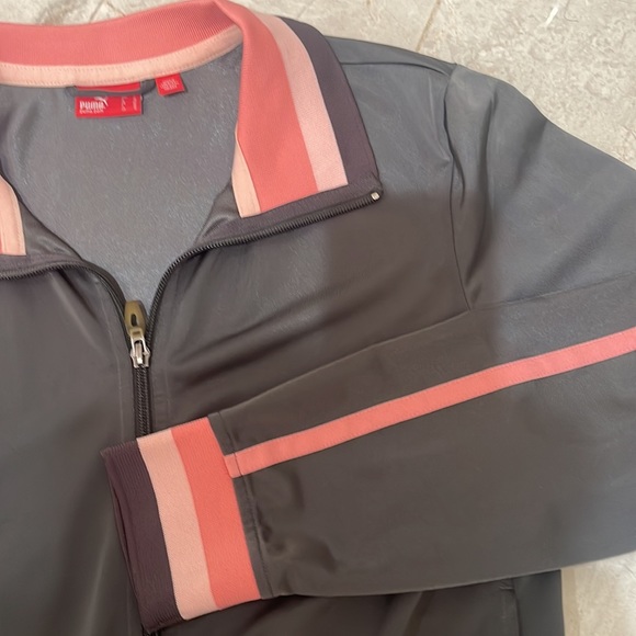 Puma joggers sweat pants jacket tops Set size Small gray pink very classy Rare - Picture 1 of 10